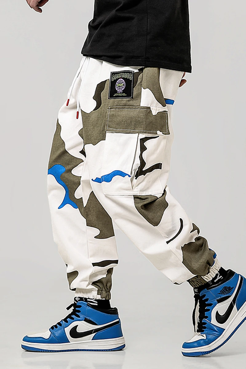 

Hip Hip Streetwear Men's Camouflage Cargo Pants 2019 Men Reflective Design Military Trousers Cotton Multi Pockets Pant
