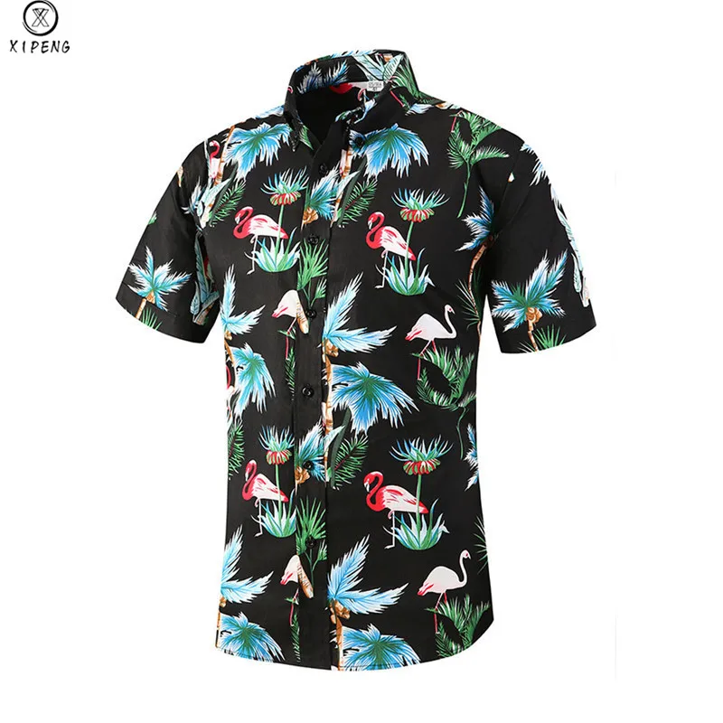 Мужская гавайская рубашка Новые летние с коротким рукавом тропические Цветочные