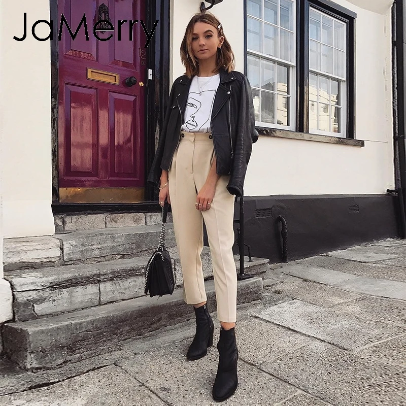 Женские шаровары JaMerry винтажные однотонные повседневные брюки с высокой талией