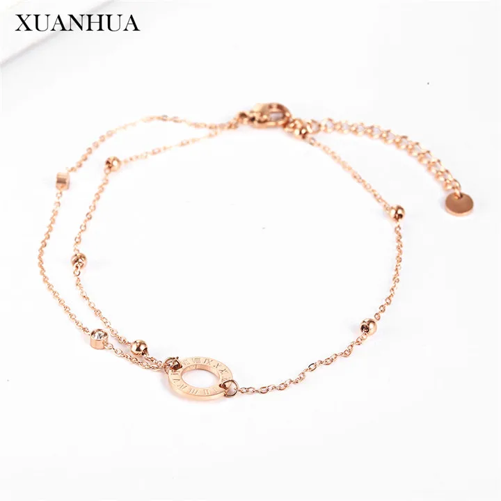 Rose gold XUANHUA, розовое золото, очаровательные браслеты на цепочке, браслеты из нержавеющей стали, ювелирные изделия для женщин, Vogue, ювелирные изделия, аксессуары в богемном стиле - Окраска металла: Rose gold
