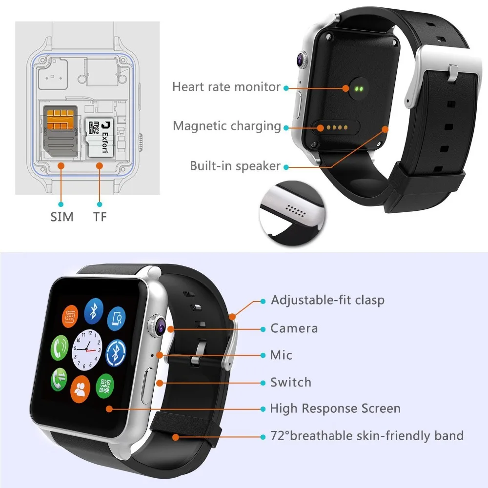 Смарт часы TimeOwner GT88 MTK2502 Bluetooth Часы камера SIM монитор сердечного ритма трекер сна SMS