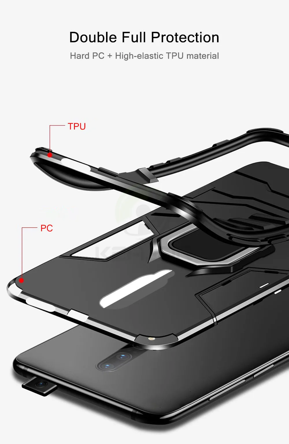 Чехол-бампер для Oneplus 7 Pro, чехол с кольцом-держателем, чехол для телефона, силиконовая Мягкая задняя крышка из ТПУ и поликарбоната для One Plus 7 Pro 6T 6, полная защита