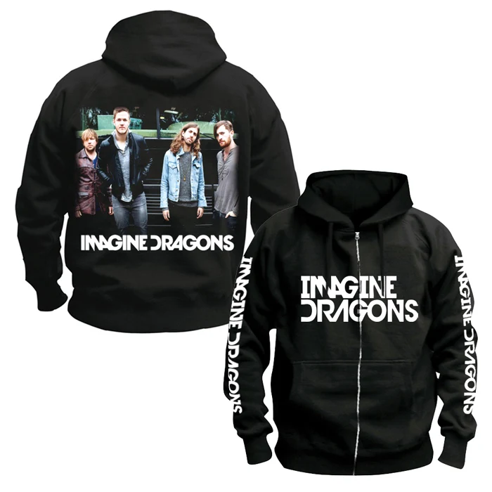 Bloodhoof Imagine Dragons Инди Рок Альтернатива Рок Панк Группа Мужская Черная хлопковая толстовка Азиатский размер - Цвет: 3
