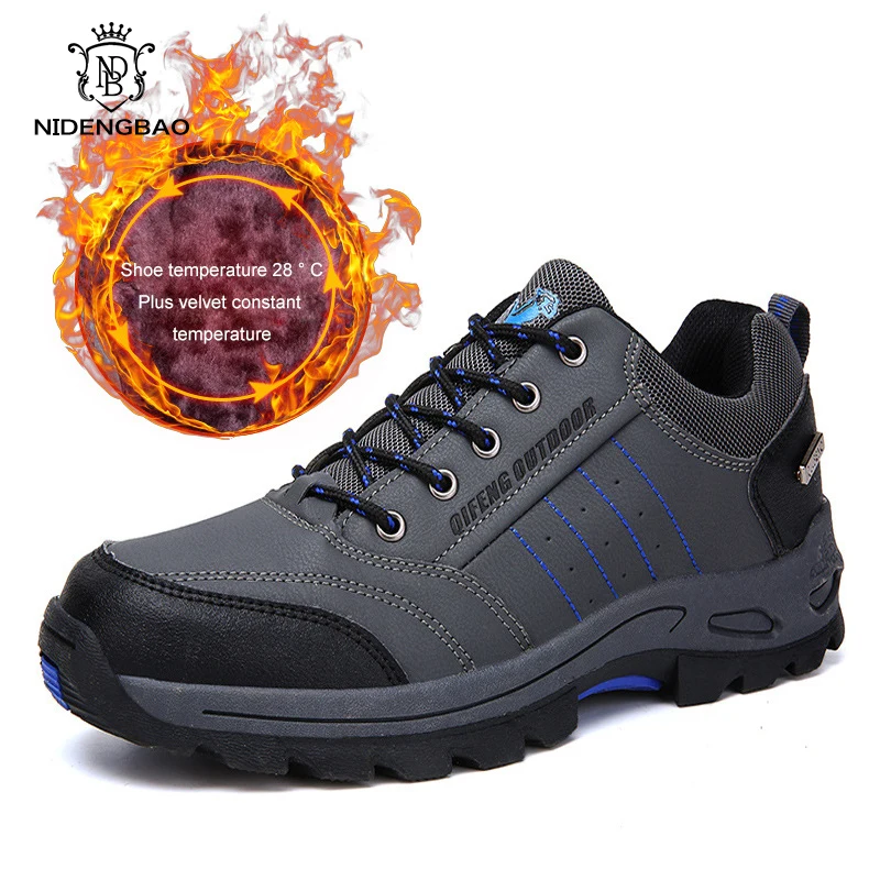 New Winter Men Shoes Big Size 36-47 Outdoor Hiking Walking Footwear Keep Warm Plush Shoes Men Casual Cotton Lovers Sneakers Male