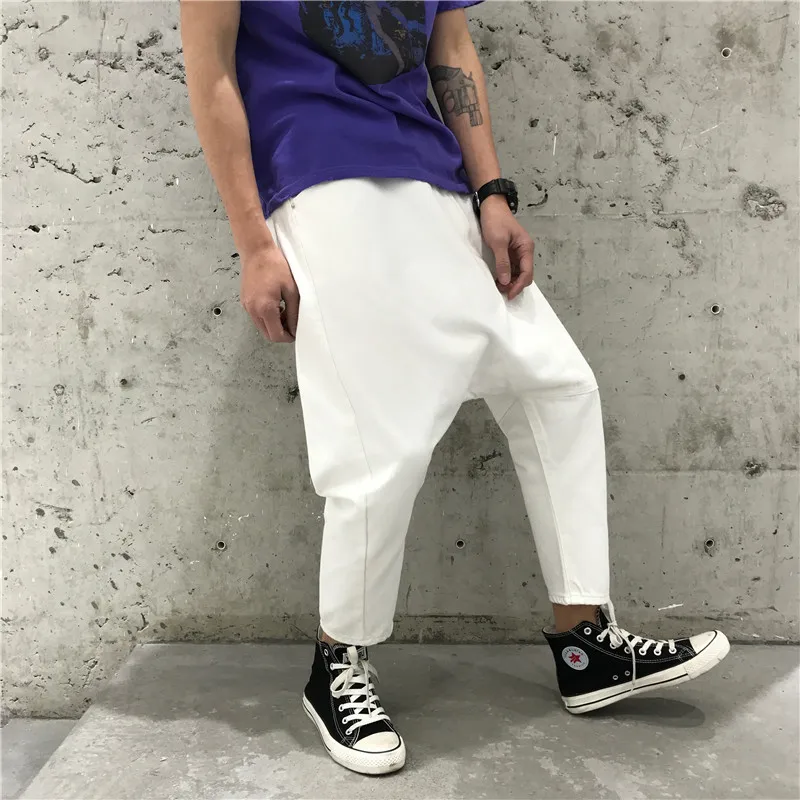 Мужские мешковатые джинсы с заниженной промежностью джинсовые шаровары в стиле