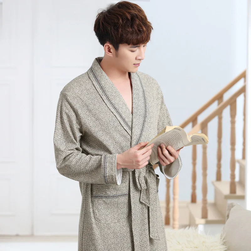 Новый халат мужской ночная рубашка Новая мужская хлопковая Пижама Yukata Men Badjas Mannen