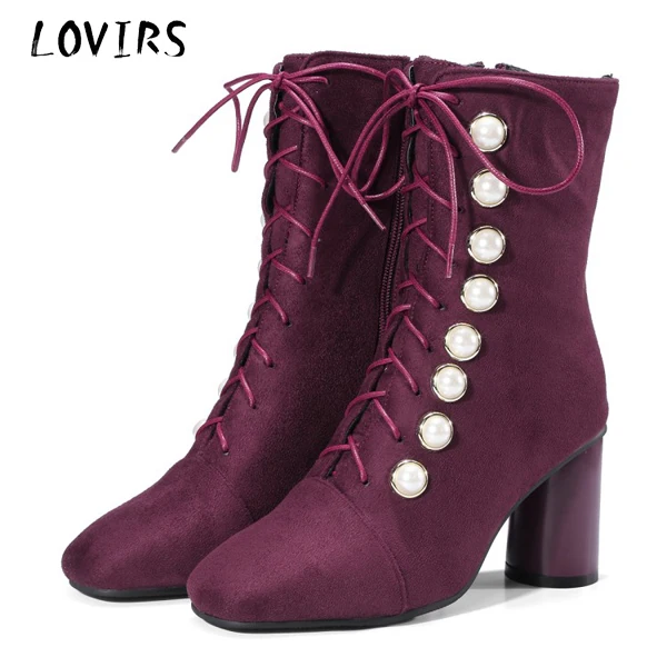 

LOVIRS Women Gladiator Cross Strap And Buttom Ankle Boots Chunky Heels Casual
