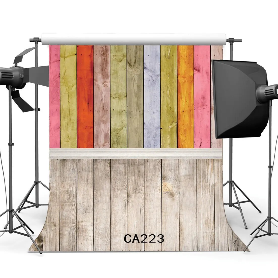 Фон для фотосъемки с разноцветными окрашенными деревянными обоями и волнистыми