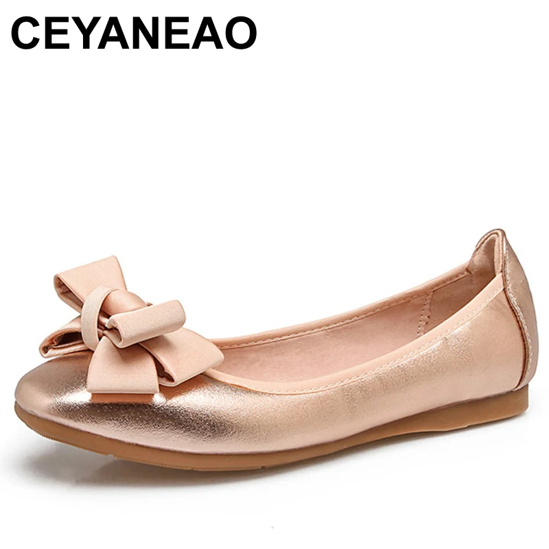 Ceyaneao сезон: весна-лето Плоская Shoes2018 модным узлом в виде бабочки, Ballerina; Обувь на плоской подошве удобная обувь для девочек; Цвет Красный; Размера плюс; Мокасины на платформе Mujer