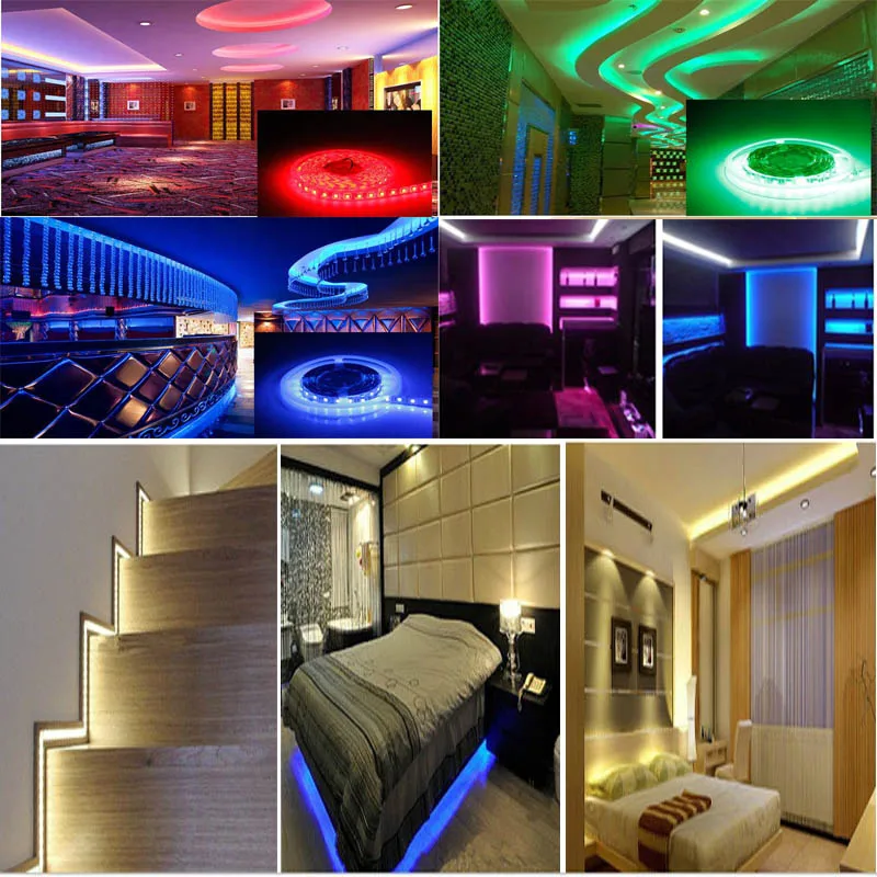 SMD 5050 RGB led strip Light 60led/m 10m 5m lampTape fita tira ip waterproof diode ribbon 44K Controller DC 12V adapter kit set | Лампы и