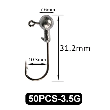 Goture 50 шт./пакет Jig Head бронзовых морских рыболовных крючков 1g 1,5 2Г сети 3,5g 5g 7g 10g 14 г, 20 г, джиг крюк для Мягкая приманка рыболовные принадлежности - Цвет: 50pcs 3.5g