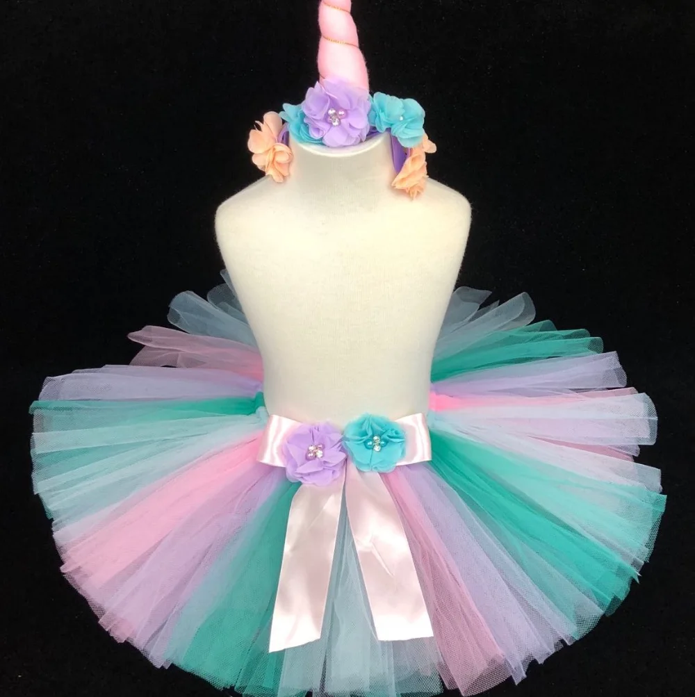 Пастельные юбки пачки для маленьких девочек детские балетные с цветочным бантом