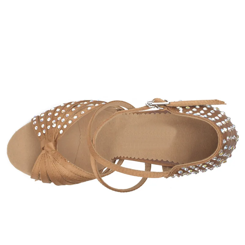 Высококачественная Женская атласная танцевальная обувь для танго и сальсы с