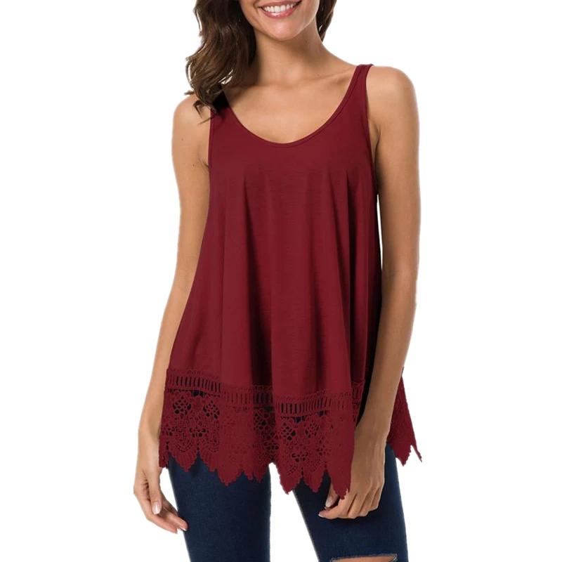 2018 Повседневное Для женщин летние топы без рукавов выдалбливают кружева