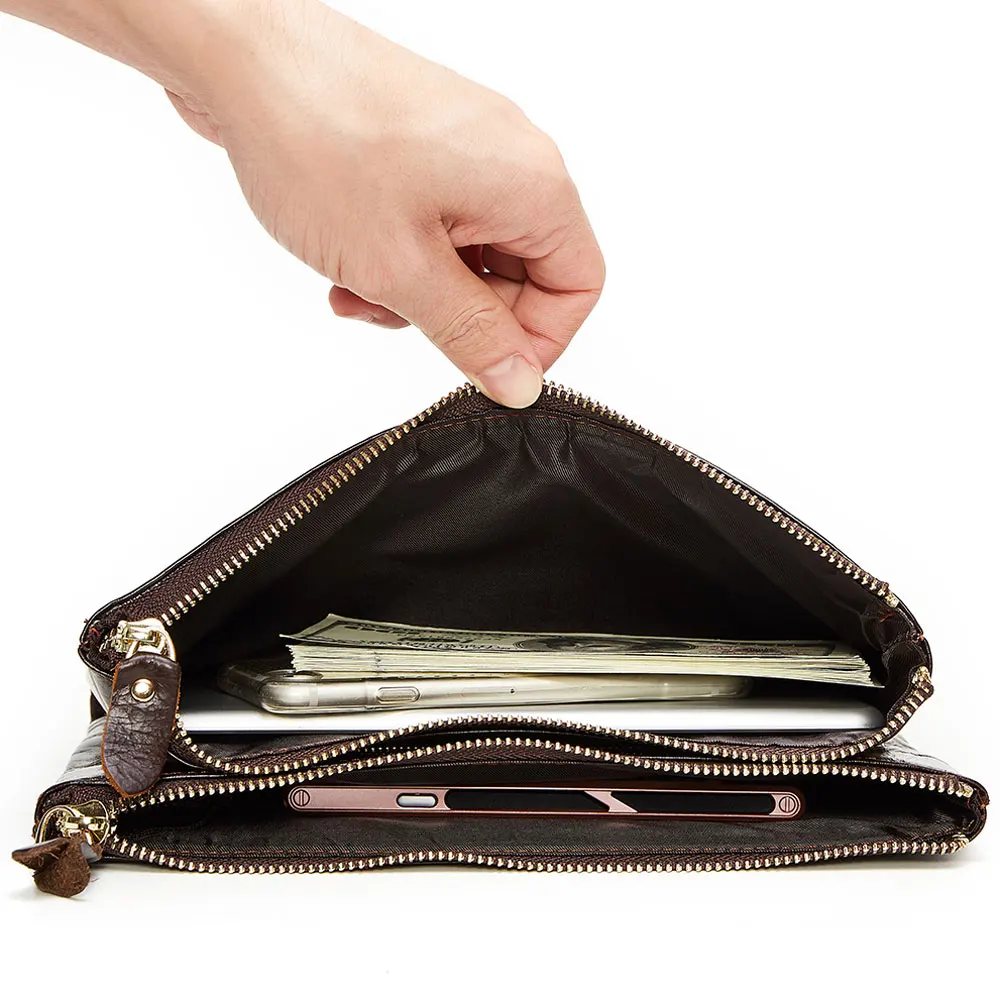 Joyir Brand Soft Cow Genuine Leather Men Clutch Bags Large Capacity Wallets Purse Long Strap Envelope Wristlet Carteras 2049 |