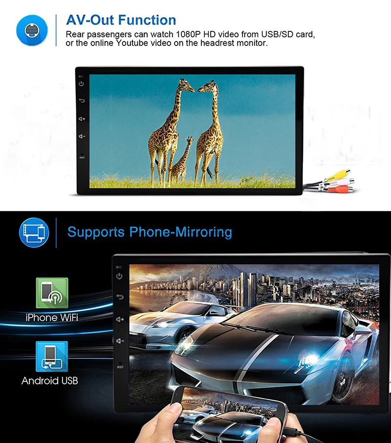 Автомобильный мультимедийный плеер Android 7 1 2 Din радио GPS для Toyota Honda Nissan современный