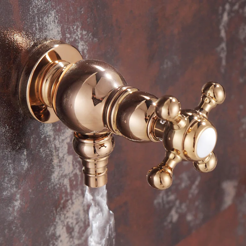 

European style Rose gold plated brass angle valve for washing machine High quality Copper thickened Water stop valve