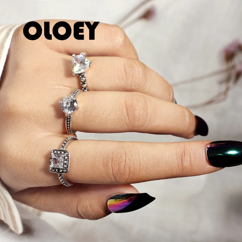 OLOEY 3 шт./компл. геометрические большие сердечки блестящие циркониевые кристаллы