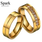 Романтическое обручальное кольцо Spark, 6 мм, Золотое кольцо из нержавеющей стали с цирконием, обручальные кольца для пар, подарок на день Святого Валентина, кольца