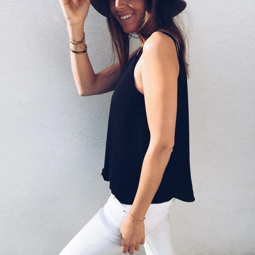 Новая модная сексуальная женская майка с рюшами повседневные топы на пуговицах