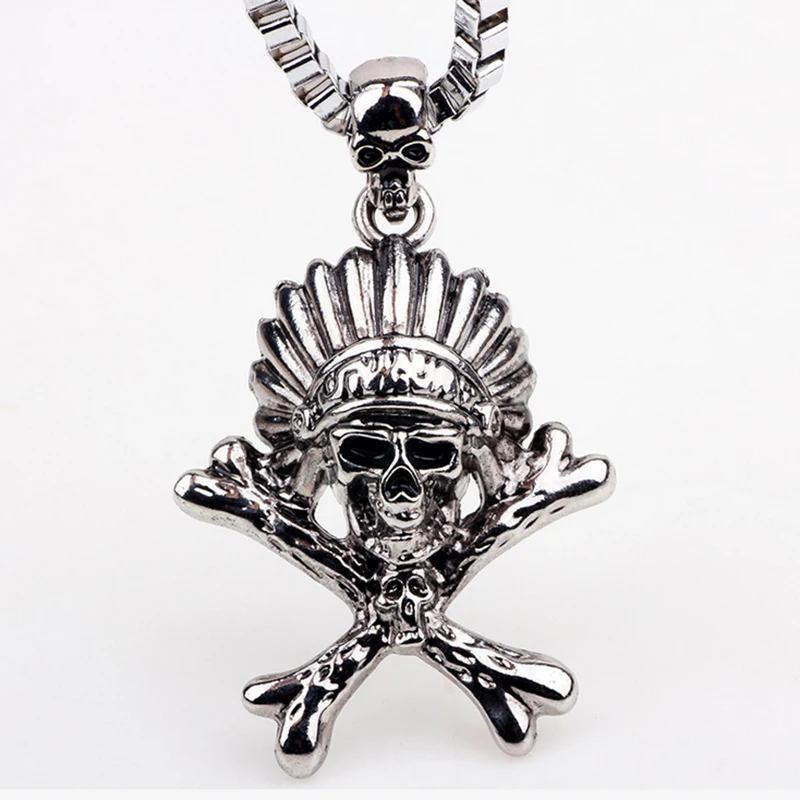 Ожерелье с подвеской в виде черепа винтажное ожерелье стиле индийских шефов