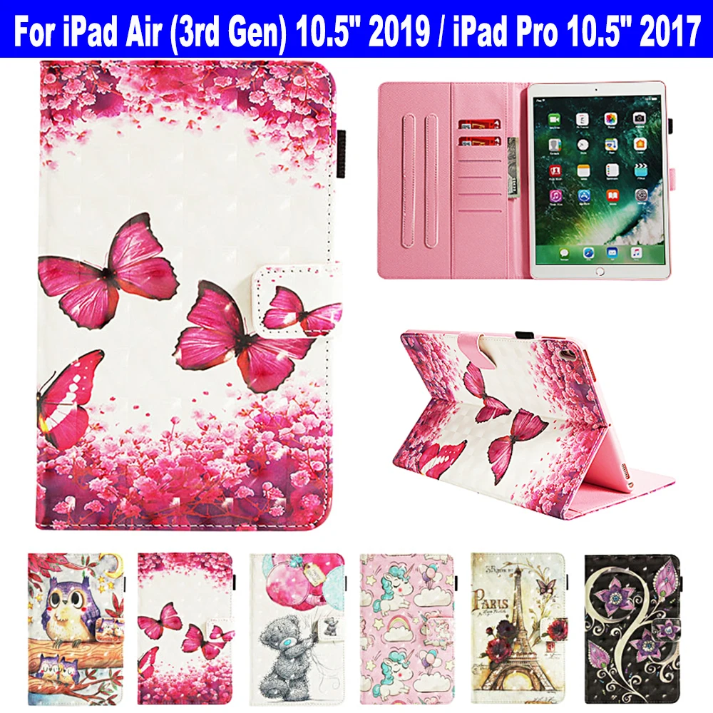 

3D Stand Wallet Card Slot Case For Apple iPad Air 3rd Gen 10.5" 2019 iPad Pro 10.5" 2017 Cover Funda Shell Auto Wake Up/Sleep