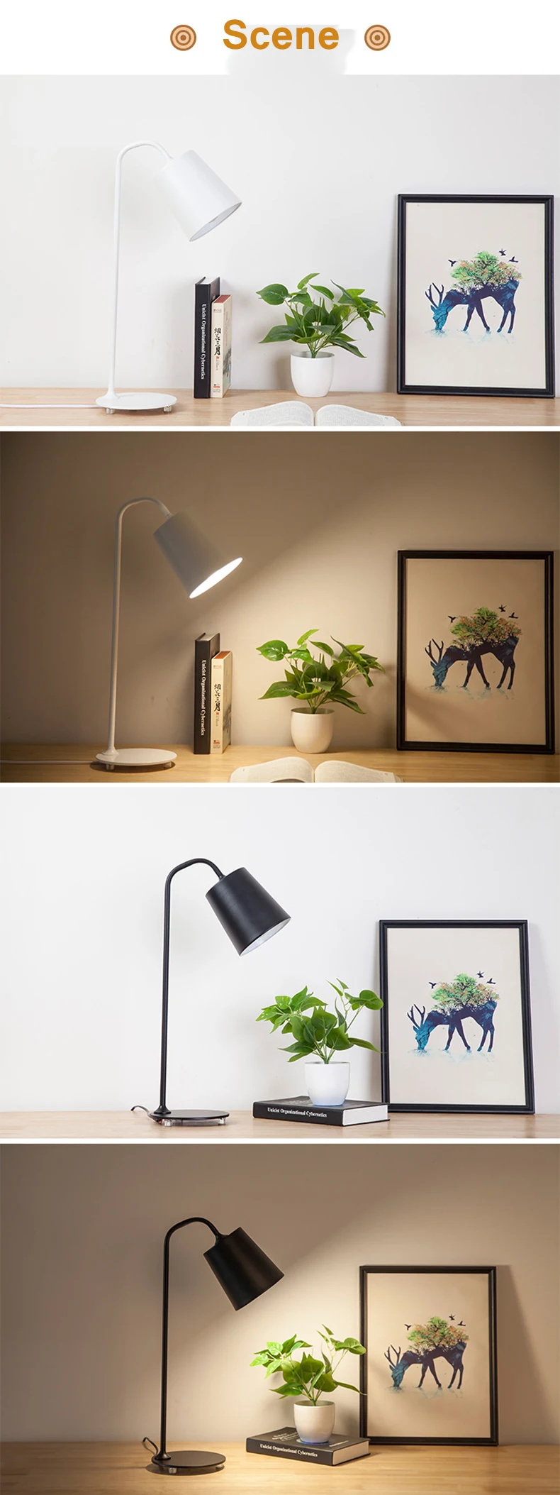 Nordic energy saving table lamp student reading light dormitory desk lamp bedroom bedside lighting