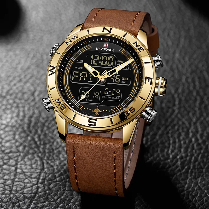 Часы наручные NAVIFORCE Мужские Цифровые Спортивные кварцевые аналоговые с