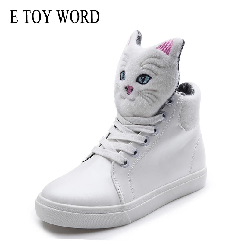 Женские кроссовки с высоким берцем E TOY модные повседневные осенние на плоской