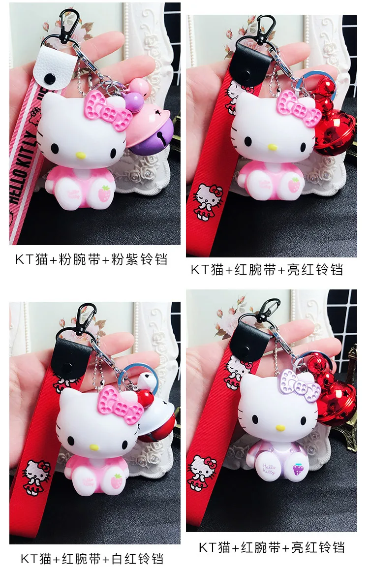 Милый мультяшный брелок hello kitty из кроличьего меха с помпонами и помпонами, брелок для женщин с кожаным ремешком и металлическим кольцом для ключей, брелок для автомобильных сумок D118