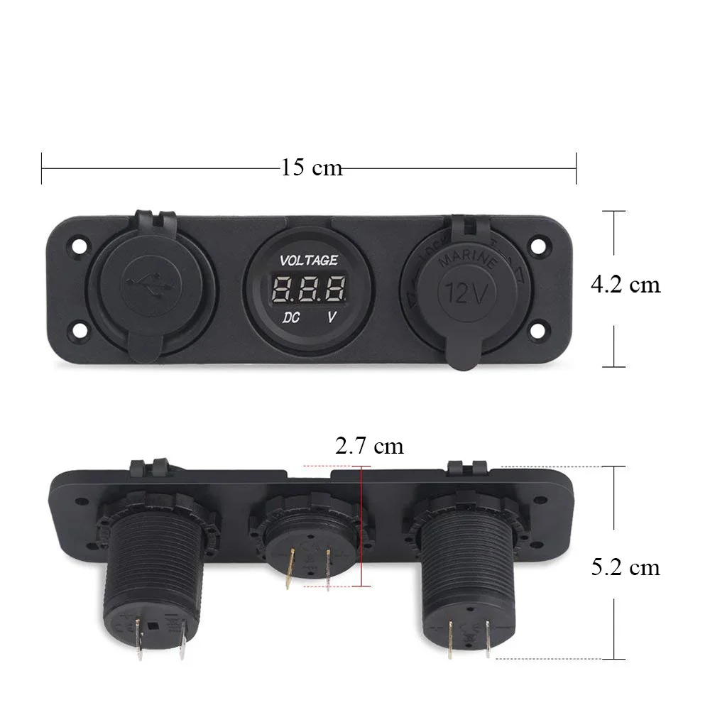 1 пара морской автомобильный переключатель панели DC12V ~ 24V LED USB зарядное