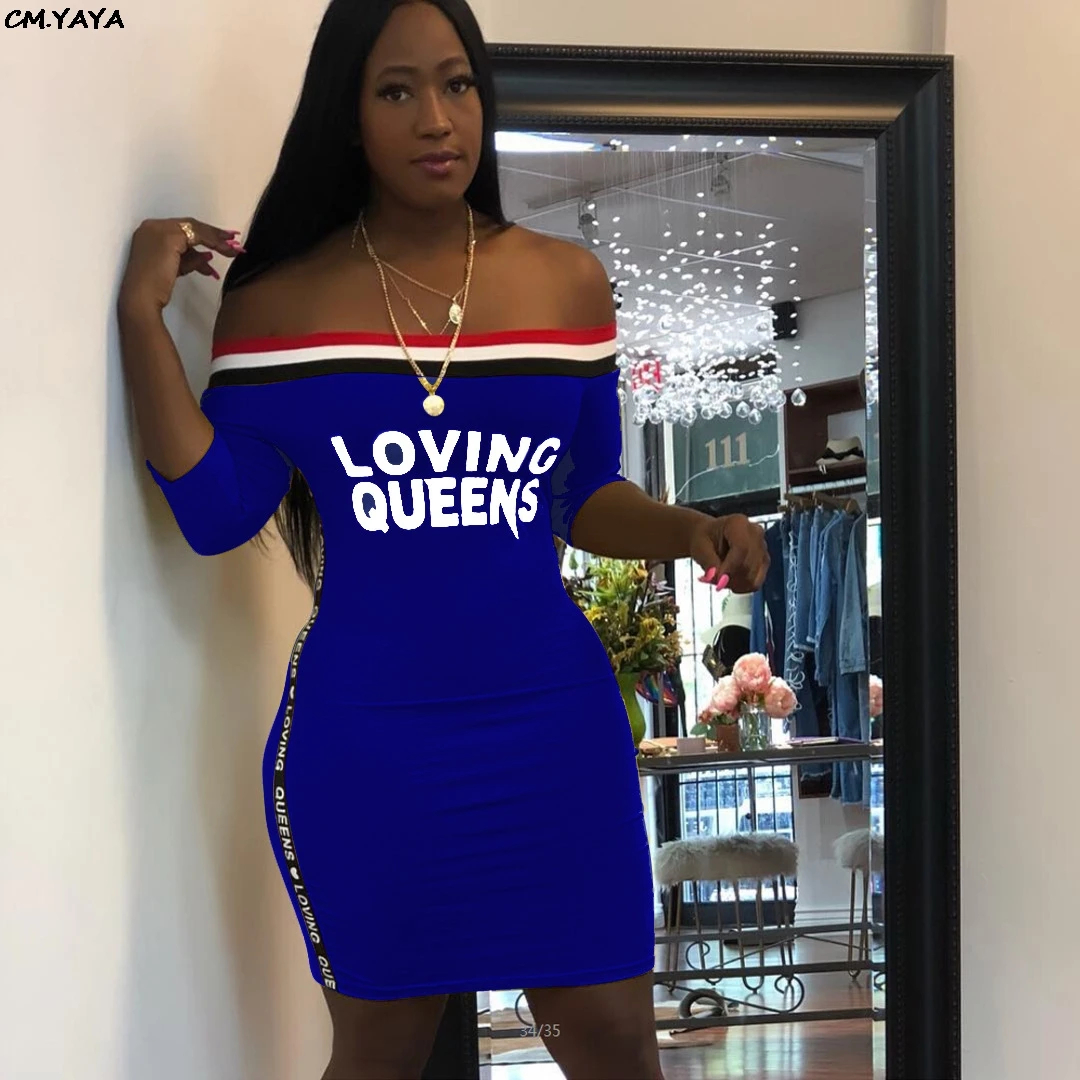 Женское облегающее мини платье миди в полоску с принтом букв и открытыми плечами