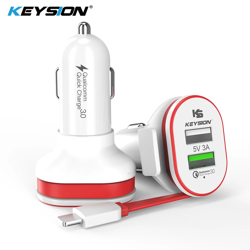 Автомобильное зарядное устройство KEYSION с 2 USB портами и поддержкой быстрой