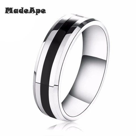 MadApe титановые кольца из нержавеющей стали 6 мм большой размер 5-13 # для женщин полировка крутые черные модные ювелирные изделия оптом