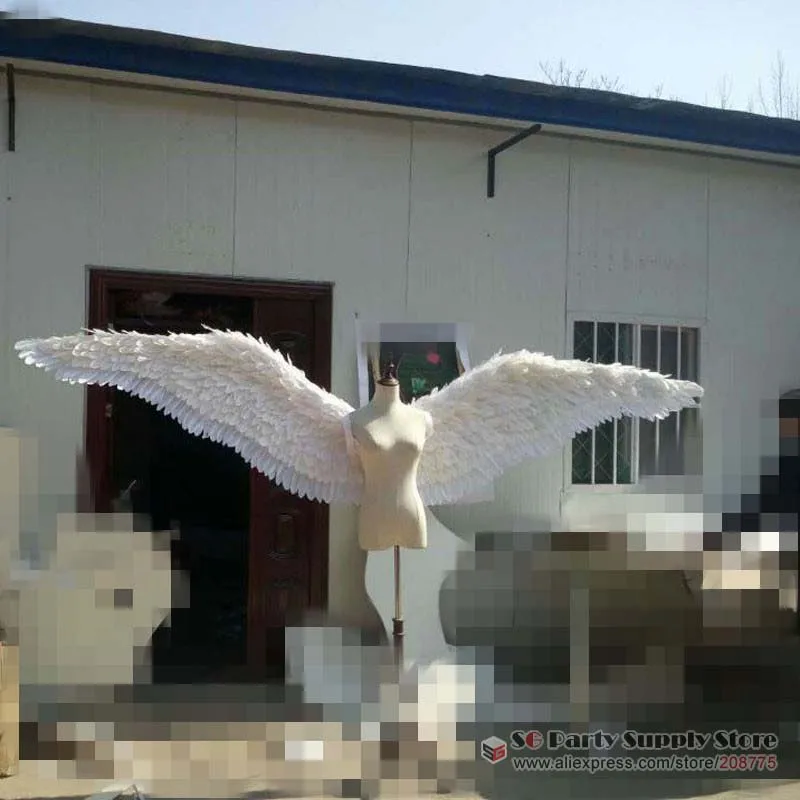 Костюм для взрослых с большими белыми крыльями ангела и перьев реквизит