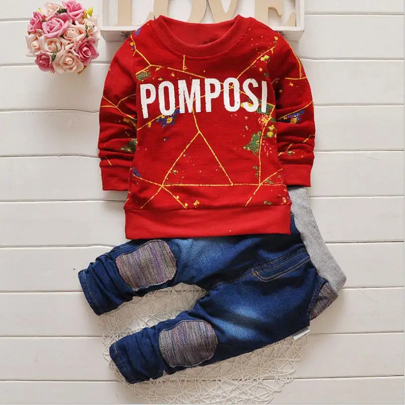 2019 fashion spring and autumn models Korean children's wear knitted jeans suit boys pants |