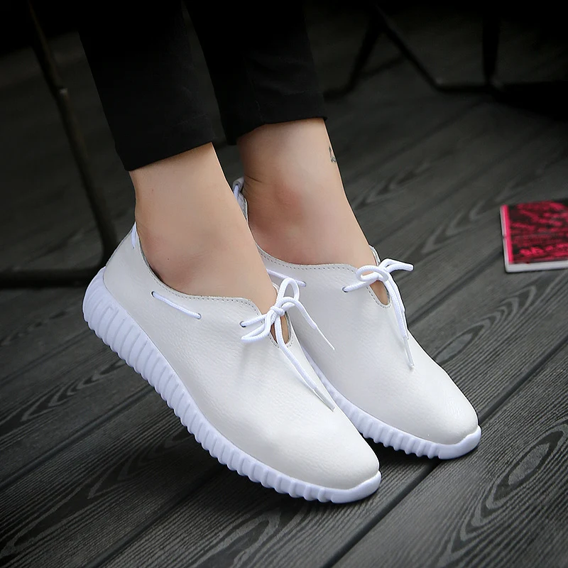 

BeckyWalk Women Black White Genuine Leather Casual Shoes Women Flats Shoes Spring Slip on Sneakers Shoes Woman Loafers WSH2726