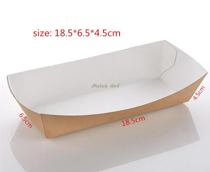 100 шт./партия-18,5*6,5*4,5 cm одноразовая Крафтовая бумага коробка для картошки фри для жареной курицы попкорн десерт ящик для хранения еда для вечеринки посылка
