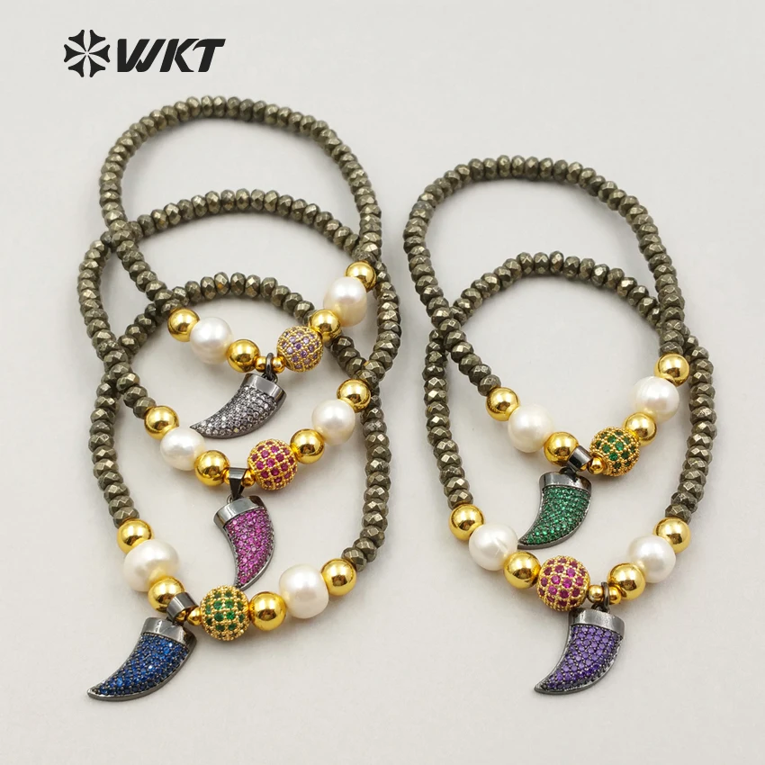 Цветной браслет с кубическим цирконом подвеска из слоновой кости пиритовыми