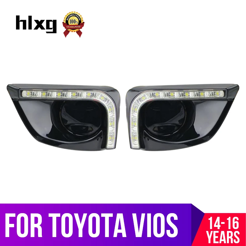 Hlxg 2 шт. 9 светодиоды DRL светодиодный для Toyota Vios 2014 2015 2016 автомобильные мигающие