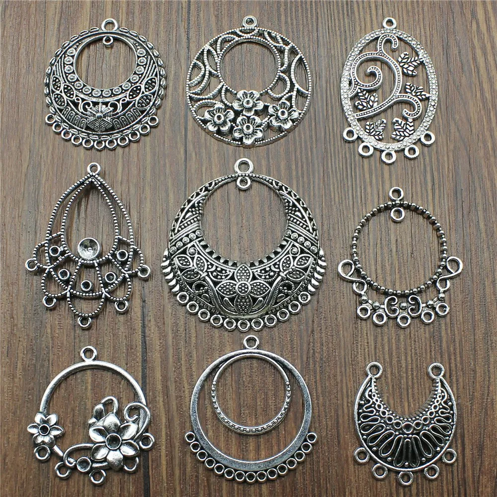 3 шт античные с серебристым Цвет Серьги Разъем Подвески Для для изготовления
