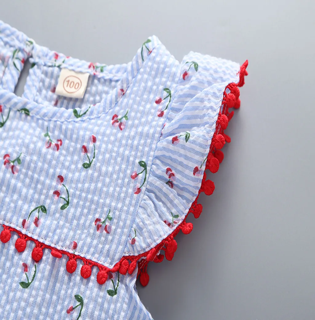 Детское платье принцессы без рукавов с помпоном и кисточками для маленьких