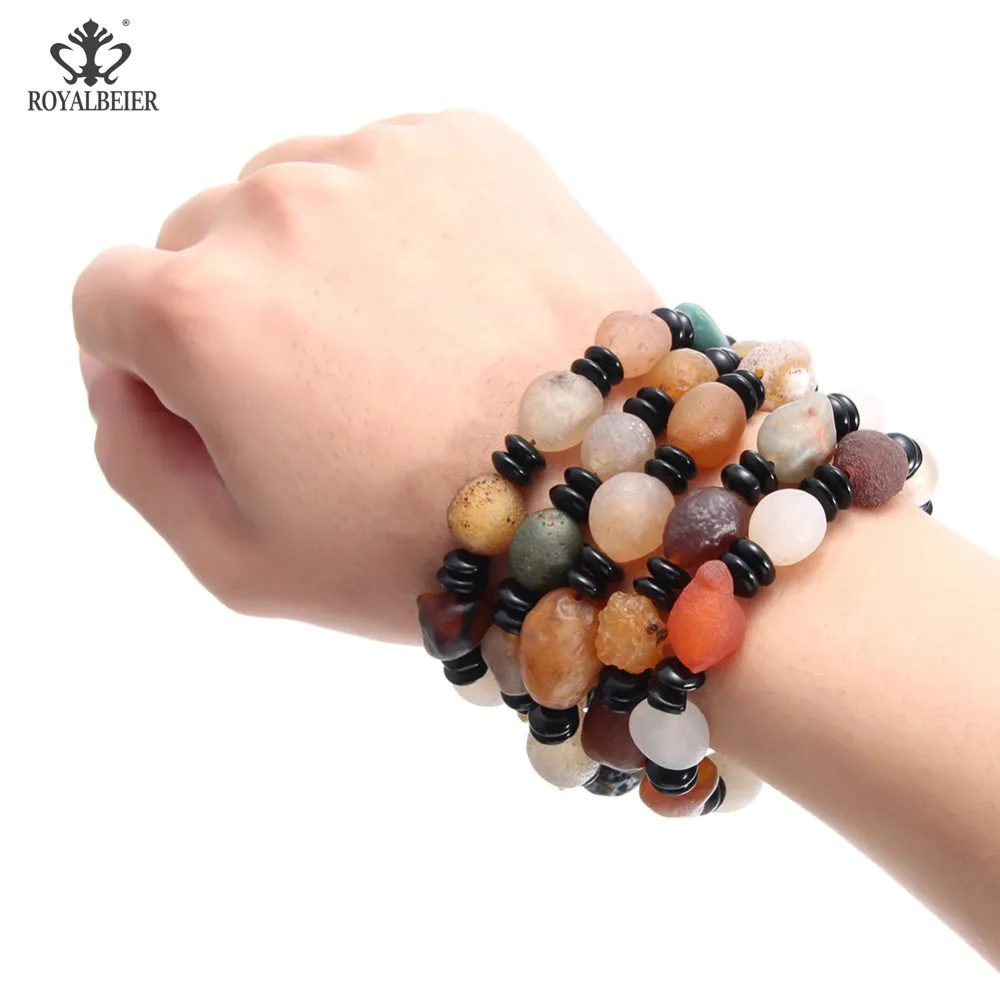Многоцветный Браслет ROYALBEIER ручной работы из натурального камня для мужчин и