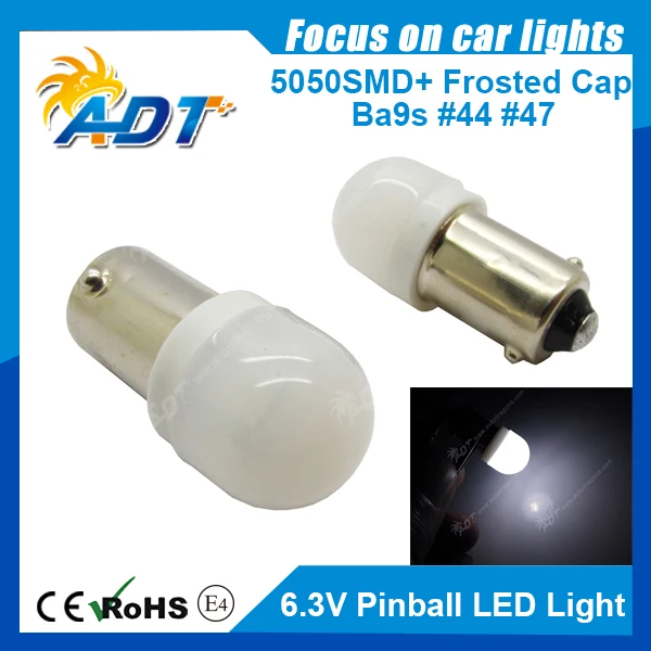 

100pcs 906 Ba9s #44 6.3V AC Frosted 47 Pinball led Light 5050LEDs Cool White For Stern Pinball Game Bulb