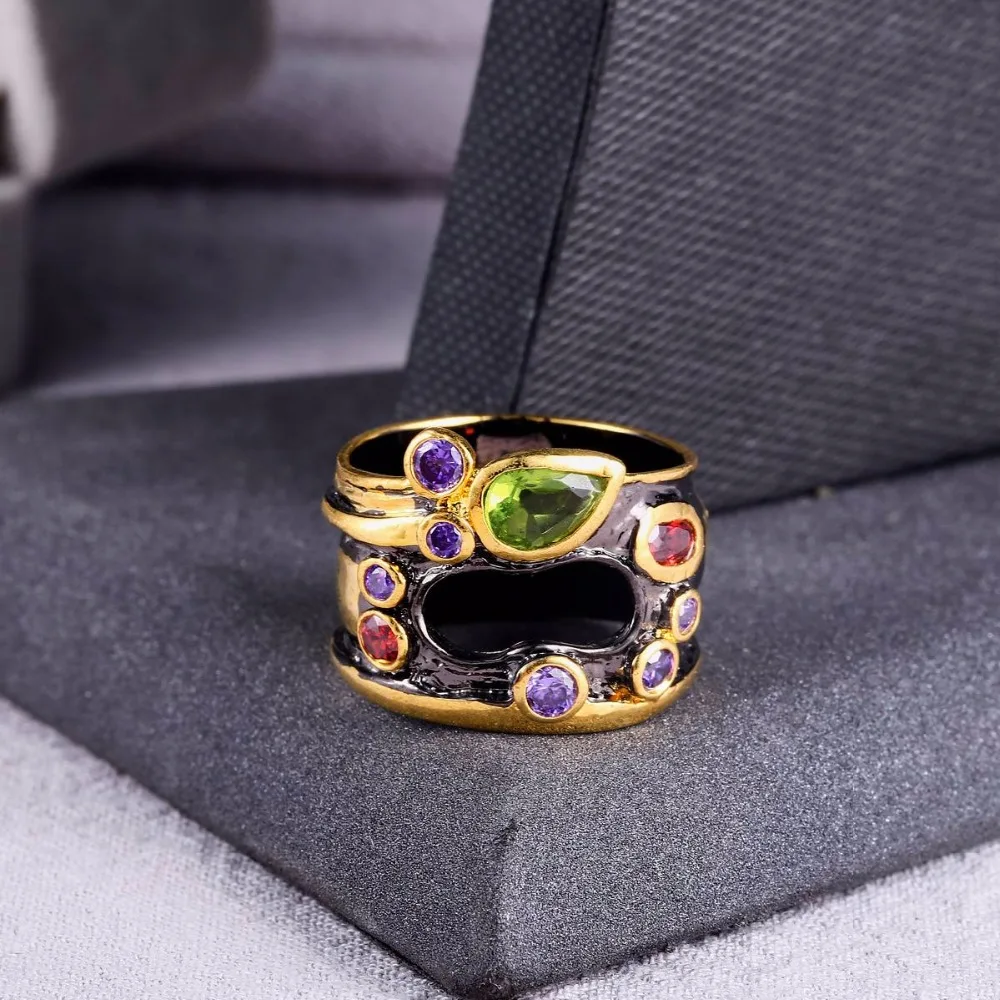 Чжэ вентилятор Винтаж большое кольцо для Для мужчин Мульти Кубический Цирконий