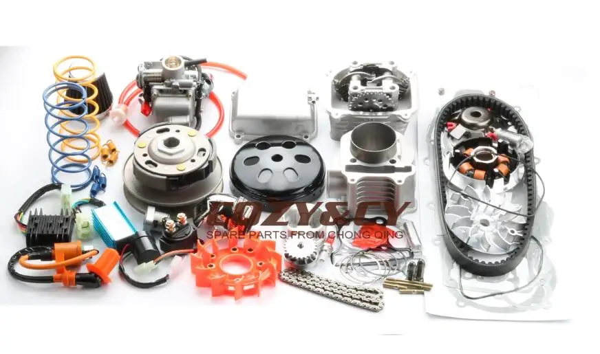 Clutch black 200cc большой диаметр комплект Большая головка 63 мм диаметр и A14 Cam и высокопроизводительный вентилятор и гоночный производительность сцепления для GY6 ATV 157QMJ 150cc - Цвет: Clutch black