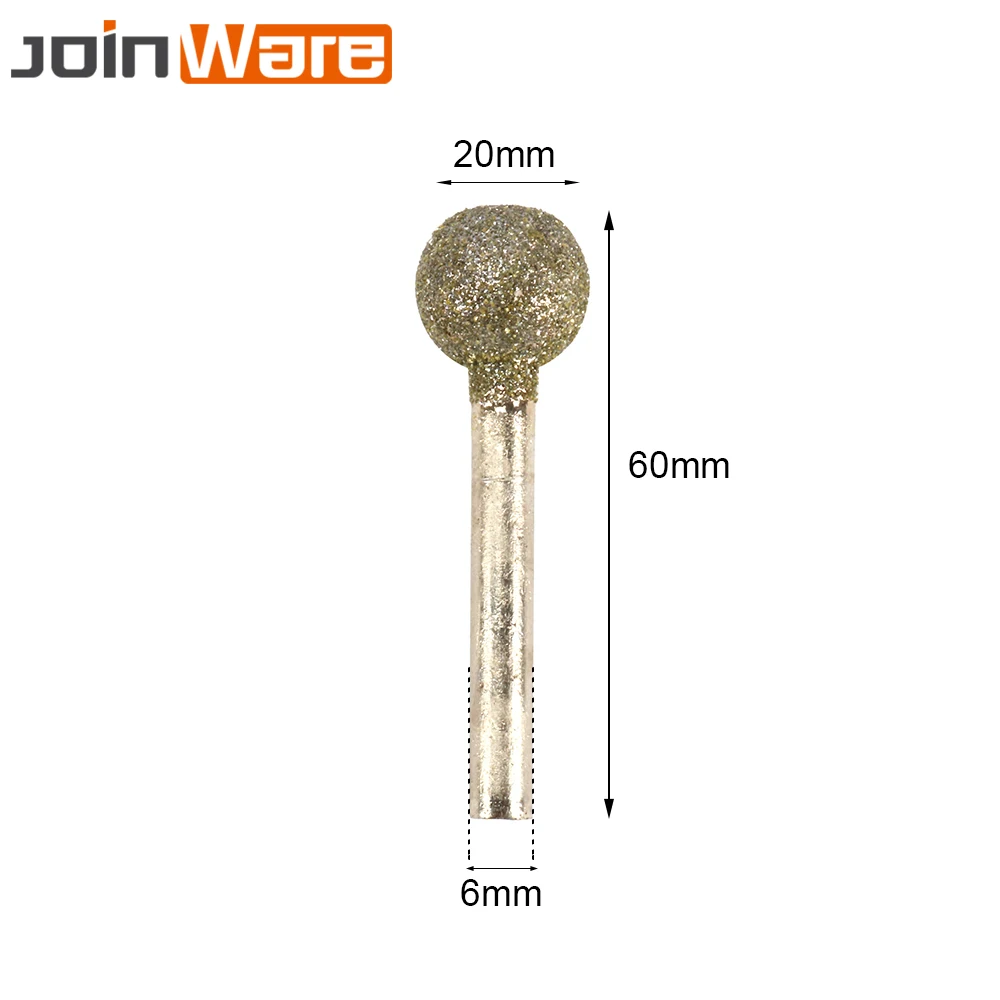 6 мм хвостовик 60 Грит круглая шаровая форма Алмазное покрытие Шлифовальная