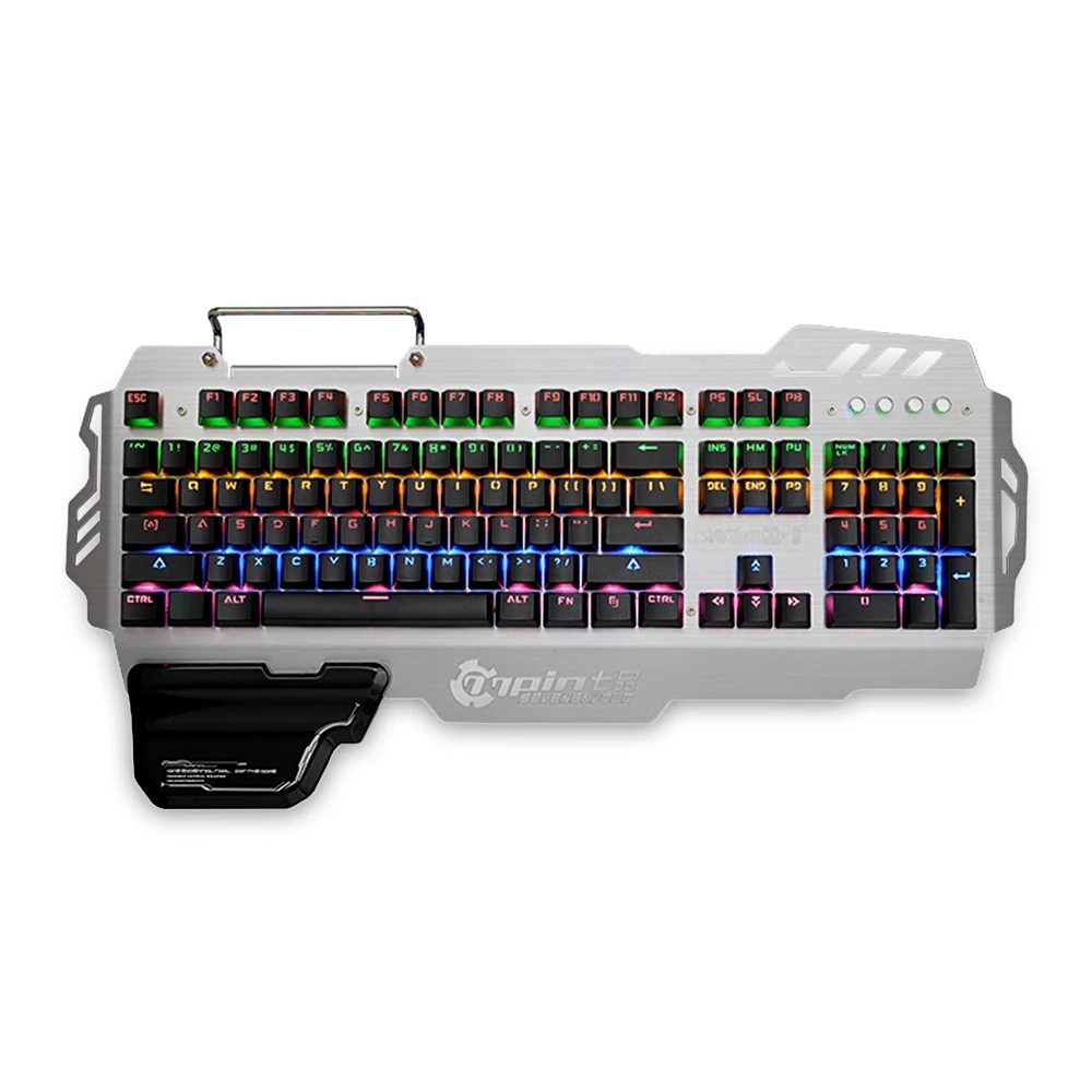7pin PK900 104 ключей проводной Механическая игровая клавиатура синий переключатель LED