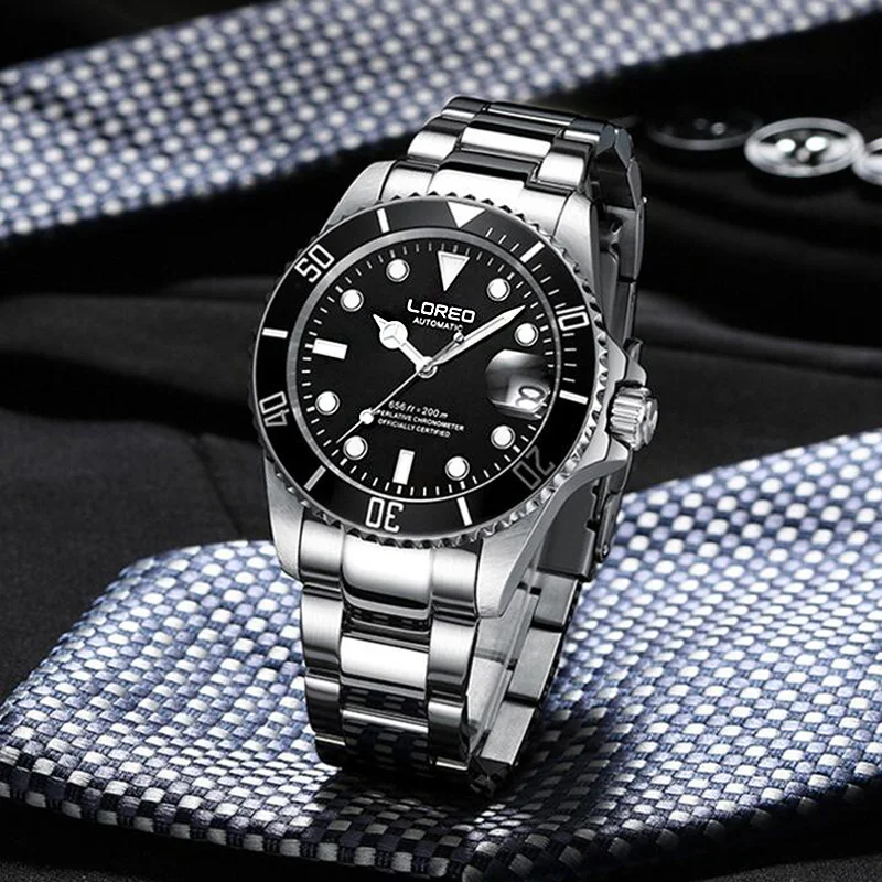 Мужские наручные часы LOREO водонепроницаемые автоматические для дайвинга до 200 м