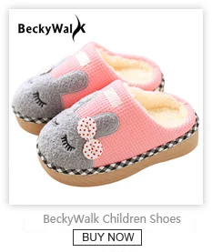 BeckyWalk детские тапочки с мультяшными ушками; зимние плюшевые домашние тапочки для девочек и мальчиков; милые детские теплые домашние тапочки; CSH696